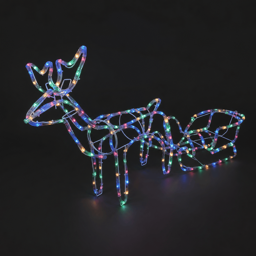 LED Dual Colour Reindeer Sleigh