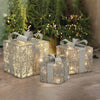 LED Silver Tinsel Presents (3pc)