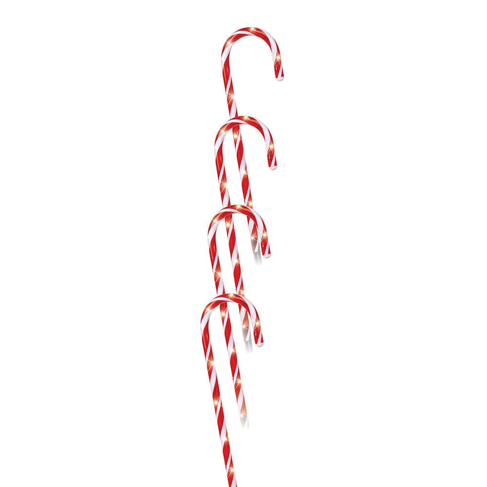LED Battery Candy Cane Stakes with Timer 4pc (58cm) - View 1