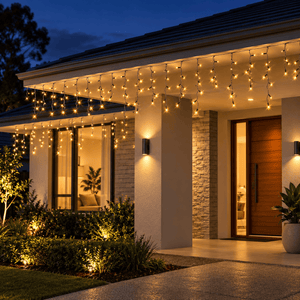 LED 300 Flashing Icicles Vintage Gold (5.9m) - View 1