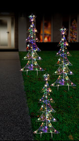 3pc Multicolour Starry Wire Path Trees (80cm)