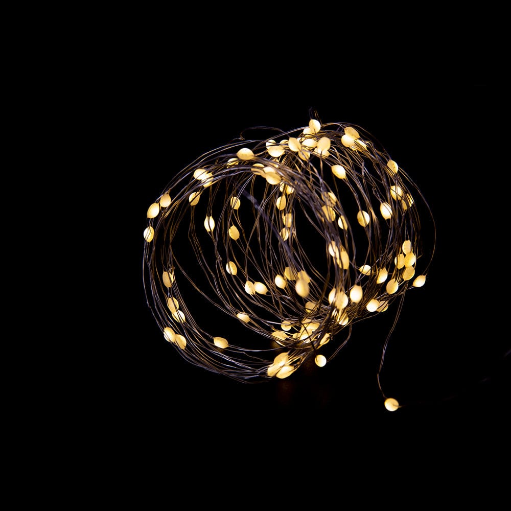 100 LED Battery Dew-Drop Wire Lights Asst