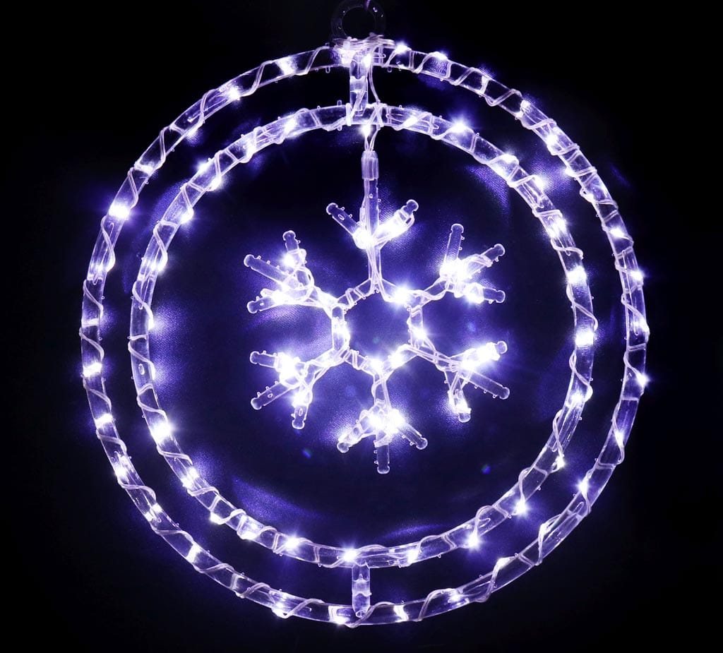 LED Crystal Rings w/Motif White Snowflake