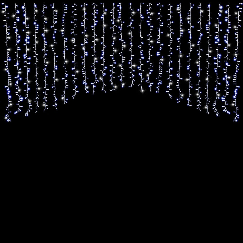 LED White Twinkling Crazy Cluster Tapered Curtain