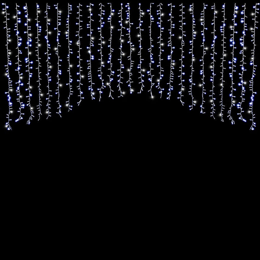 LED White Twinkling Crazy Cluster Tapered Curtain