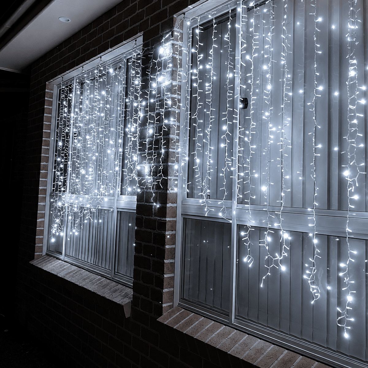 LED Crazy Curtain Tapered Twinkling Cluster Light White 3.5m