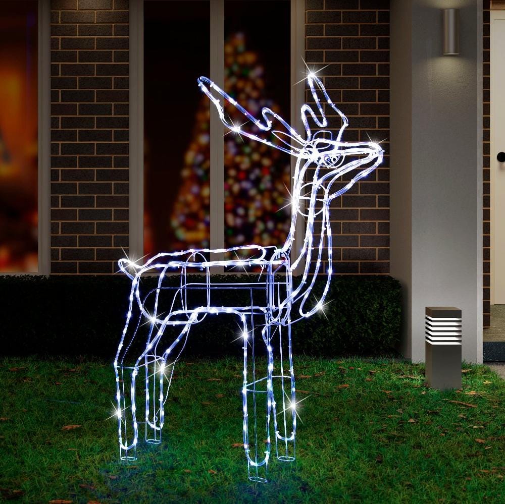 LED Twinkling Standing Reindeer Cool White