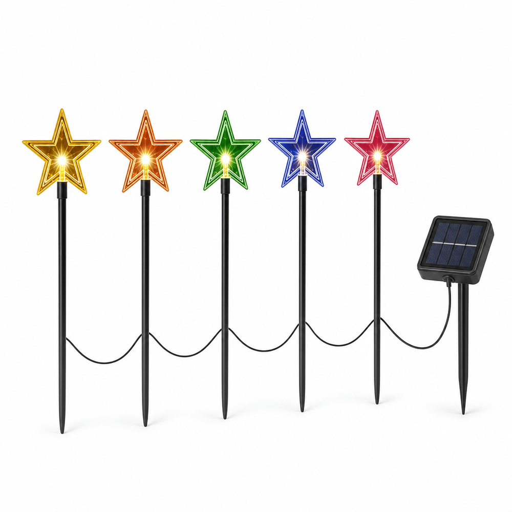 LED Solar Star Path Lights 5pk Asst