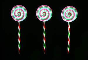 LED Flashing Peppermint Lollipop Path Lights (3pk)