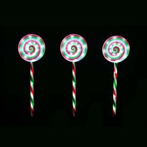 LED Flashing Peppermint Lollipop Path Lights (3pk)