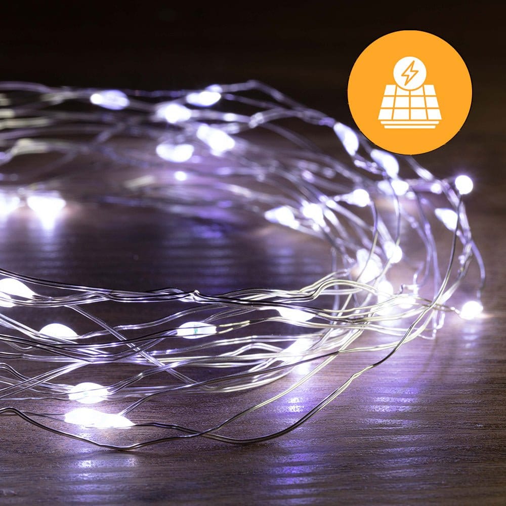 200 LED Solar and USB Wire Lights Cool White (19.9m)