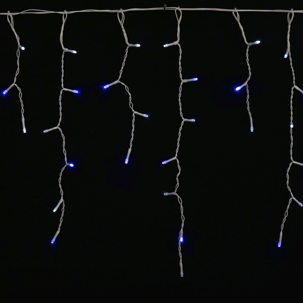 200 LED Solar Icicle Lights Blue/White (3.9m)