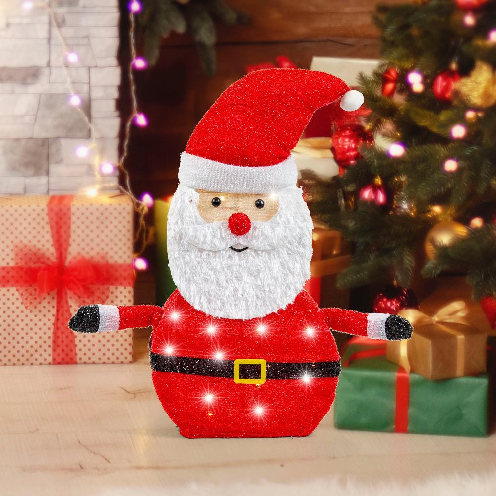 LED Twinkling Collapsible Tinsel Santa Red White (70cm)