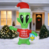 Inflatable Festive Alien with Present (1.3m)