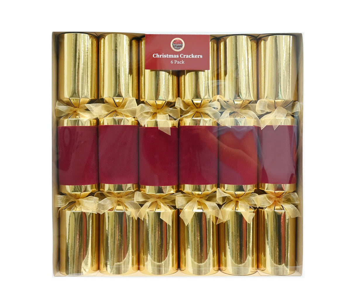 6pk Gold and Red Flocked Bon Bons (35cm)