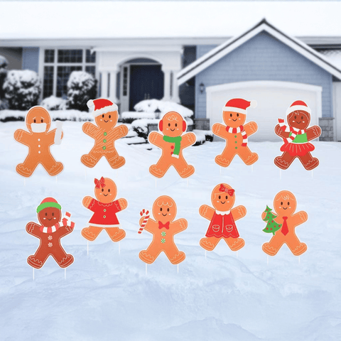 10pk Corflute Gingerbread Yard Signs