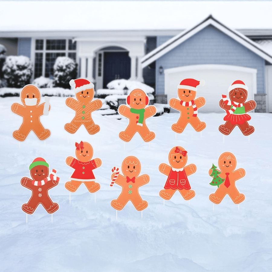 10pk Corflute Gingerbread Yard Signs