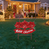 Poinsettia Merry Christmas Metal Yard Sign 52cm