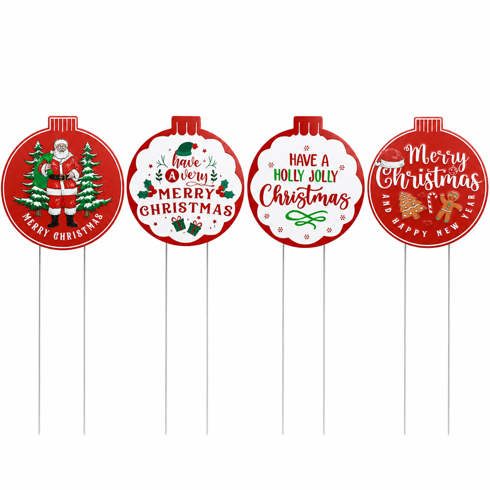 Metal Christmas Bauble Stake (67cm) Asst