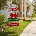 Santa Stop Here Stake with Bow (75cm)
