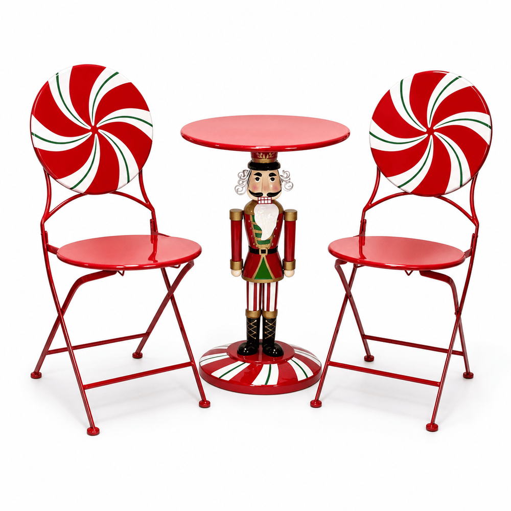 Metal Peppermint Nutcracker Table and Chairs