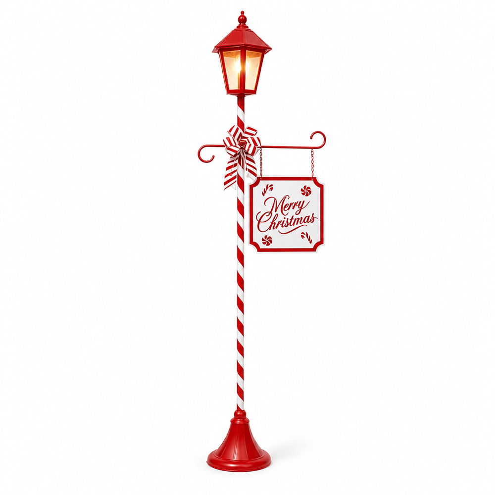 LED Solar Metal Merry Christmas Lamppost
