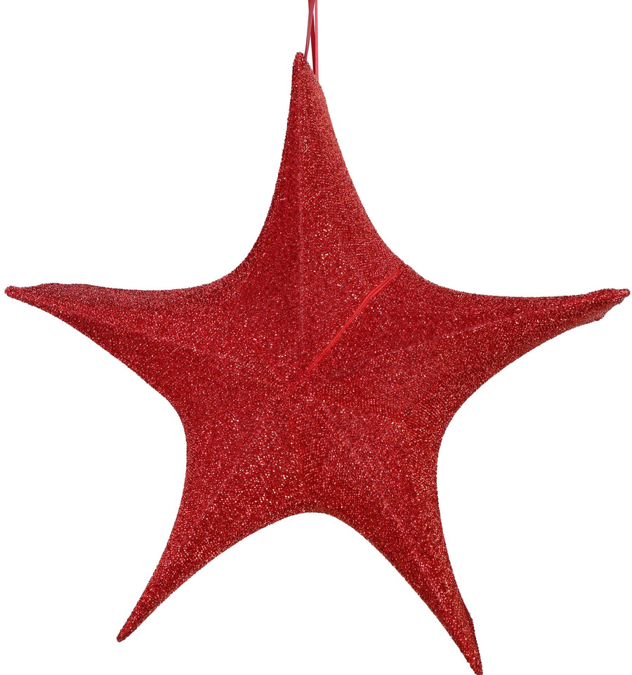 3D Pop-Up Red Tinsel Star (135cm)