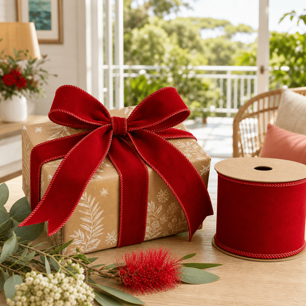 Flocked Burgundy Ribbon (63mm x 5m)