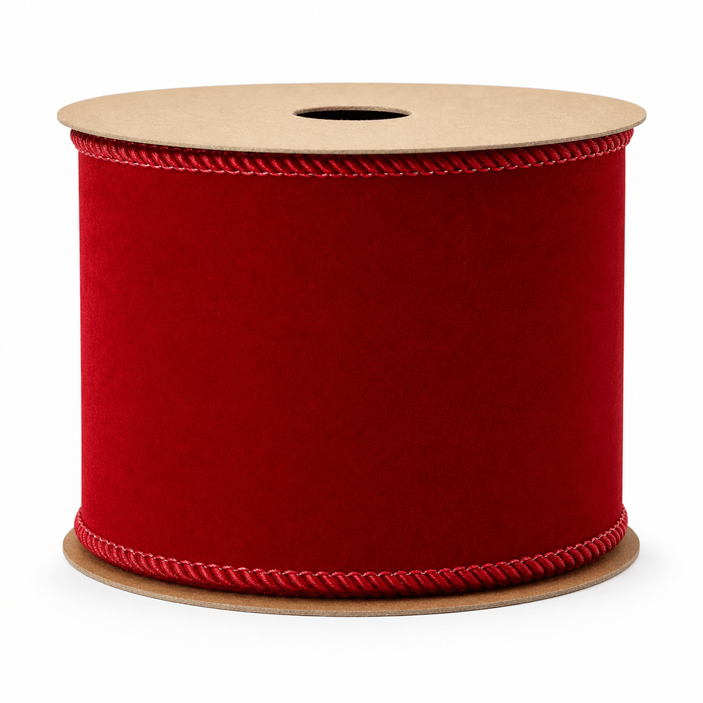 Flocked Burgundy Ribbon (63mm x 5m)
