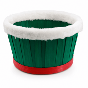 Plush Trim Christmas Bucket (24cm) - Green