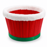 Plush Trim Christmas Bucket (24cm) - Red