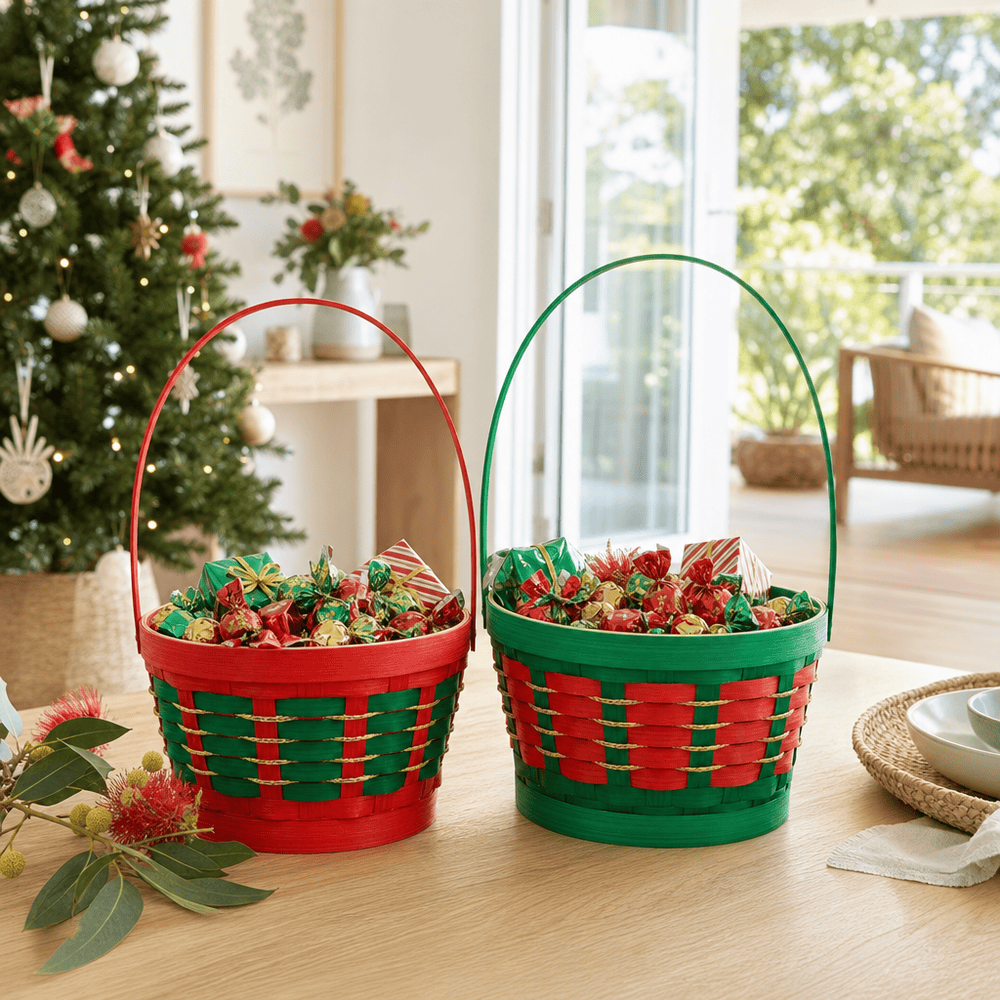 Round Gold Christmas Basket