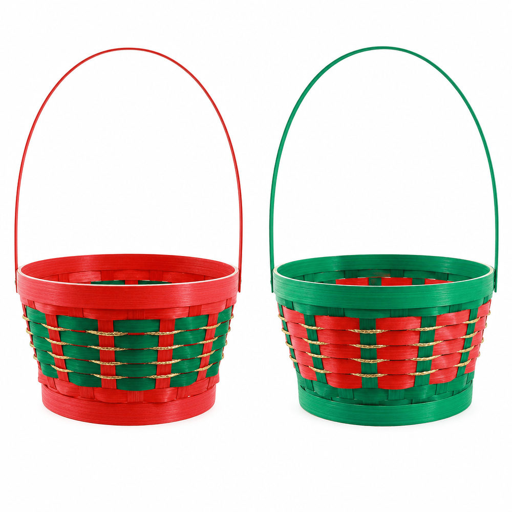 Round Gold Christmas Basket