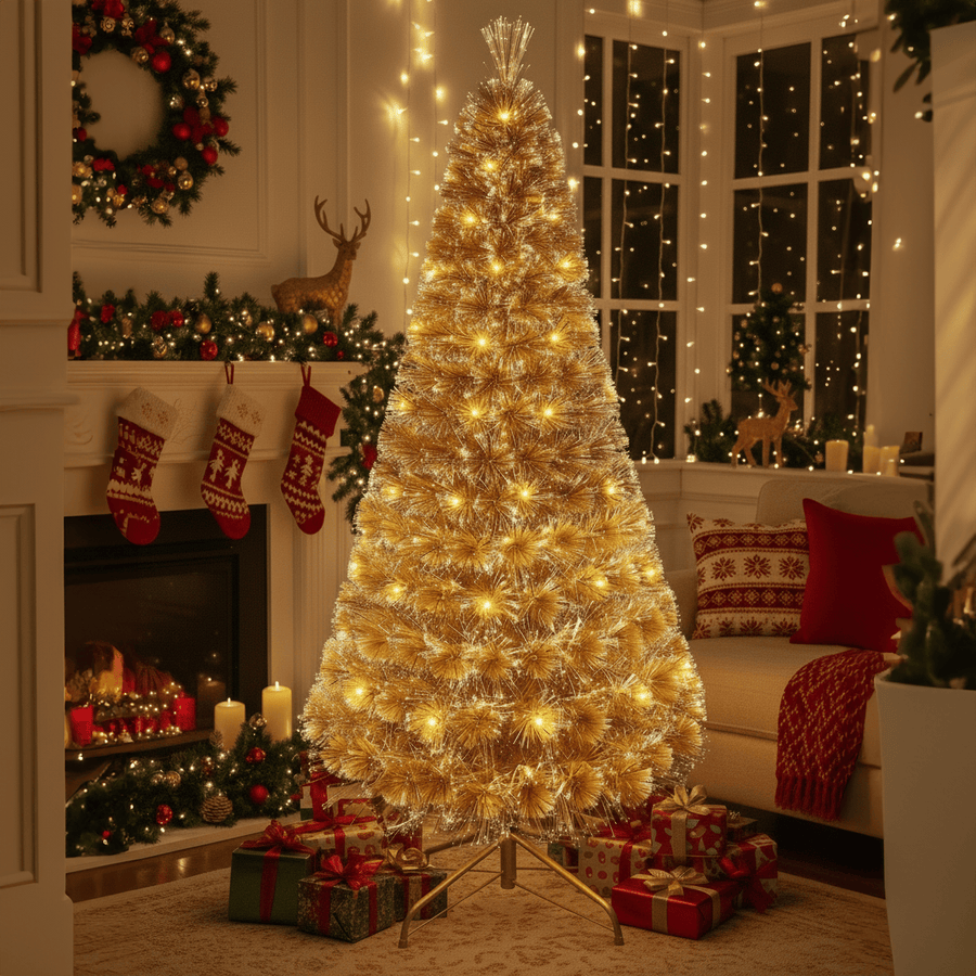 LED Fibre Optic Black Vintage Gold Tree (1.8m)