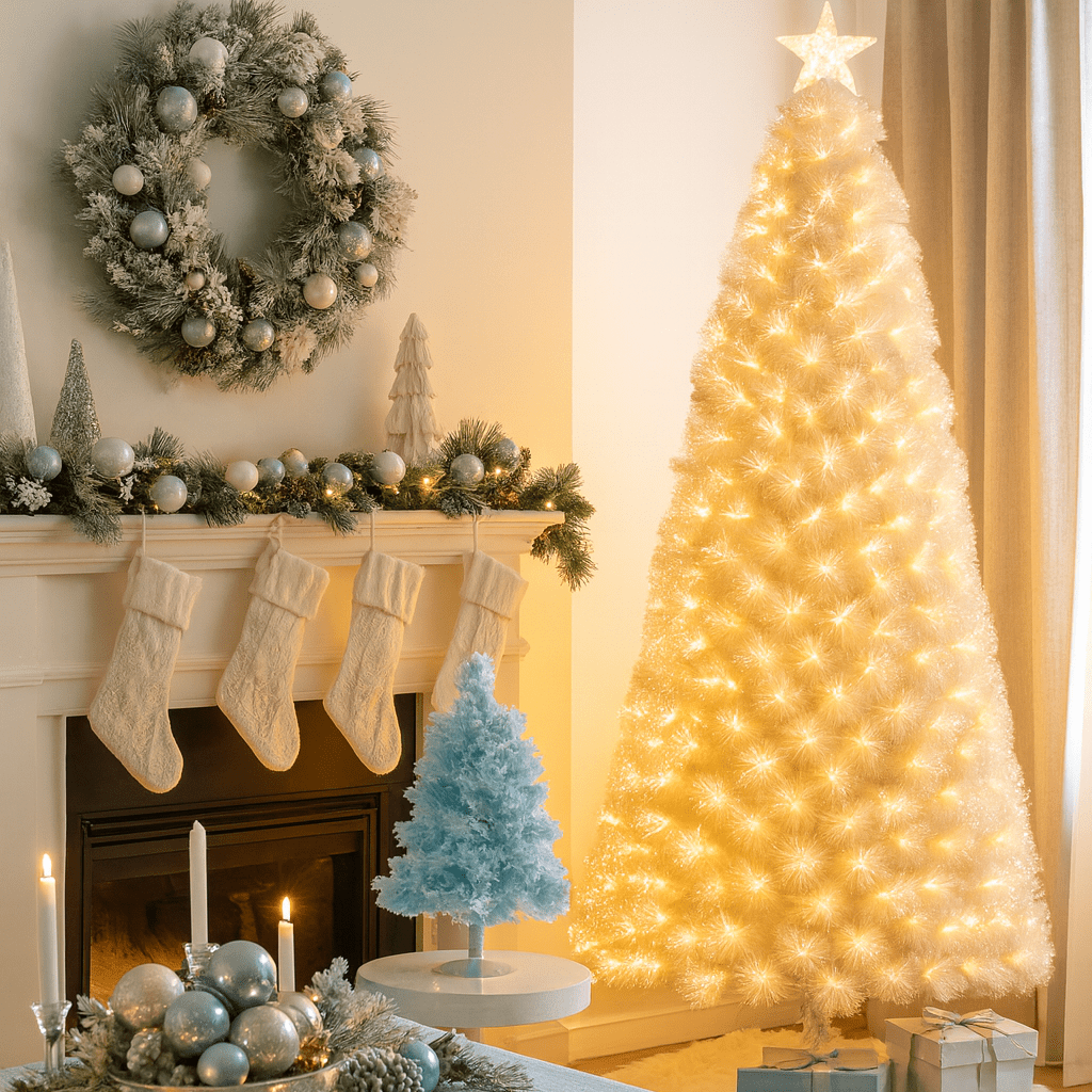 LED Cream Pampas Fibre Optic Tree 5ft (150cm)