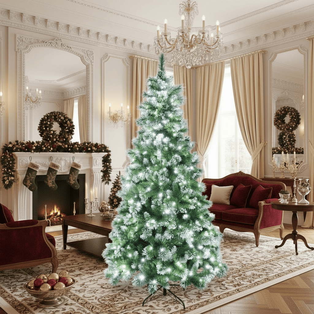 Pre-lit Snowy Icy Spruce Tree 7ft (2.1m)