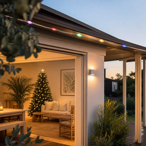 LED Premium Solar Straight Strip Light Multicolour styled in an Australian Christmas setting