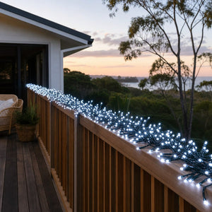LED 3000 Cluster Lights Cool White styled in an Australian Christmas setting