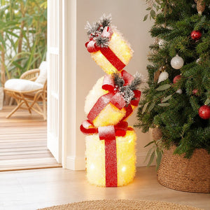 LED Battery Operated Stacked Presents styled in an Australian Christmas setting