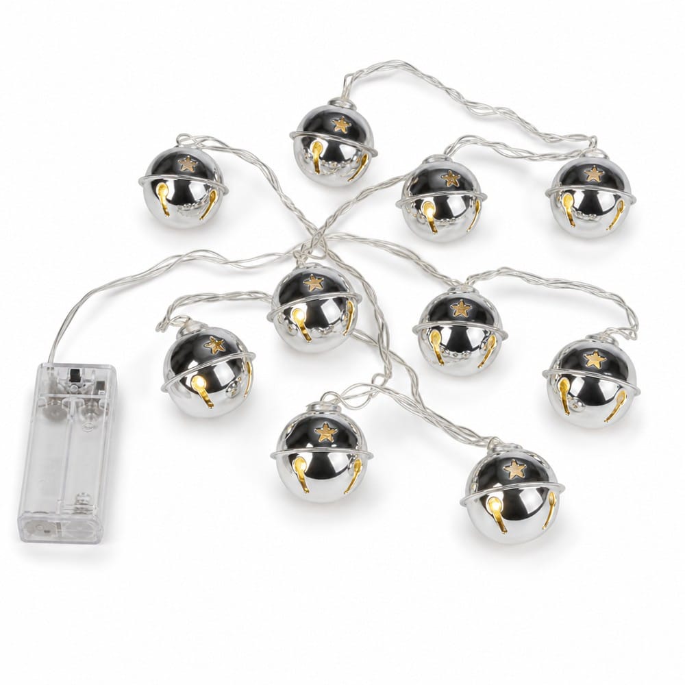 10 LED Chain Nut Bell Silver Plated
