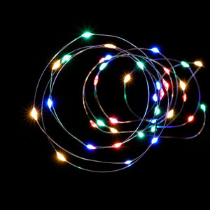 LED 40 Battery Operated Silver Wire Lights Multicolour (1.95m) lit up in the dark