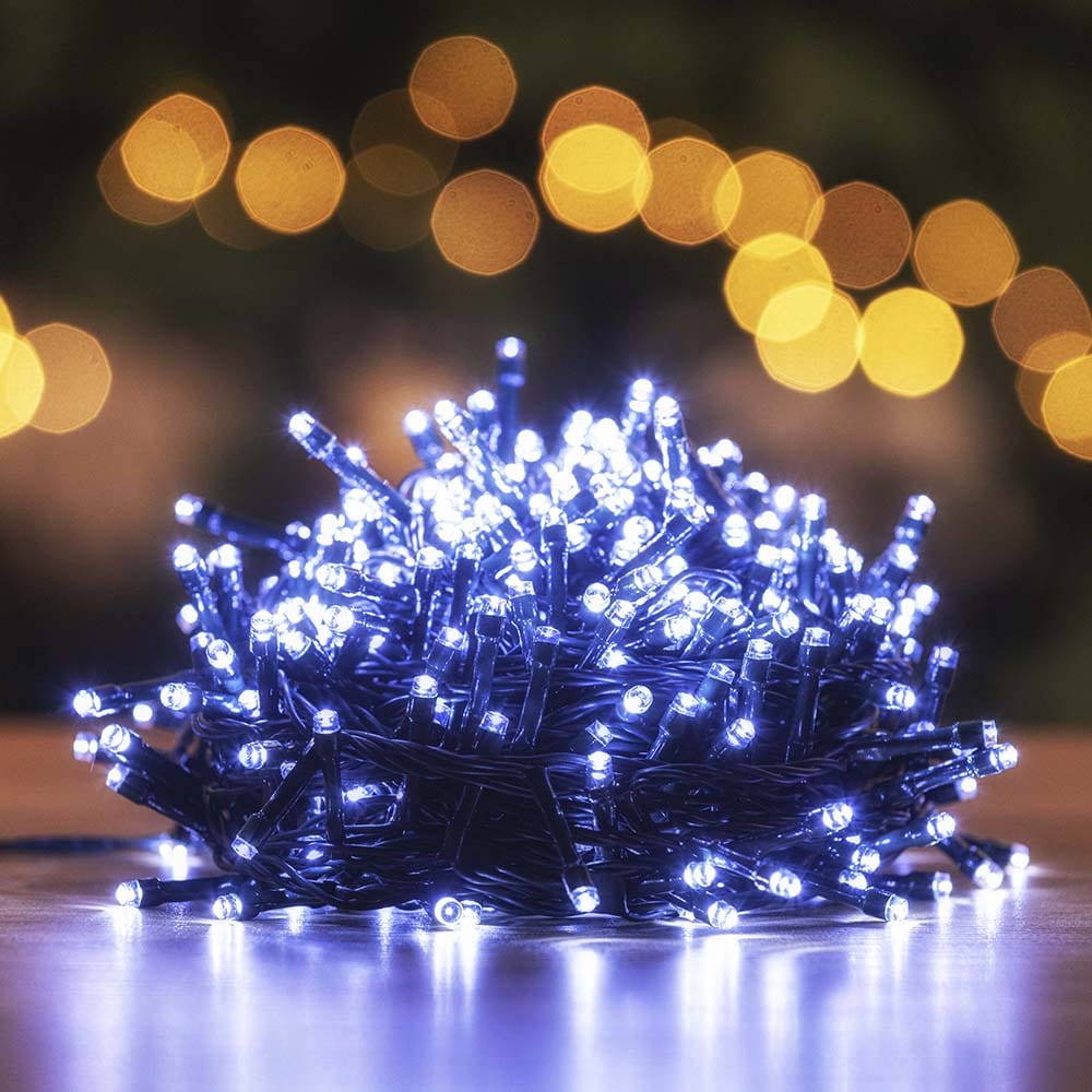 400 LED Flashing White Lights - View 1