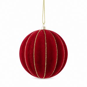 Burgundy Flocked Rib Bauble (10cm)