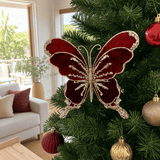 Burgundy Velvet Butterfly Clip styled in an Australian Christmas setting