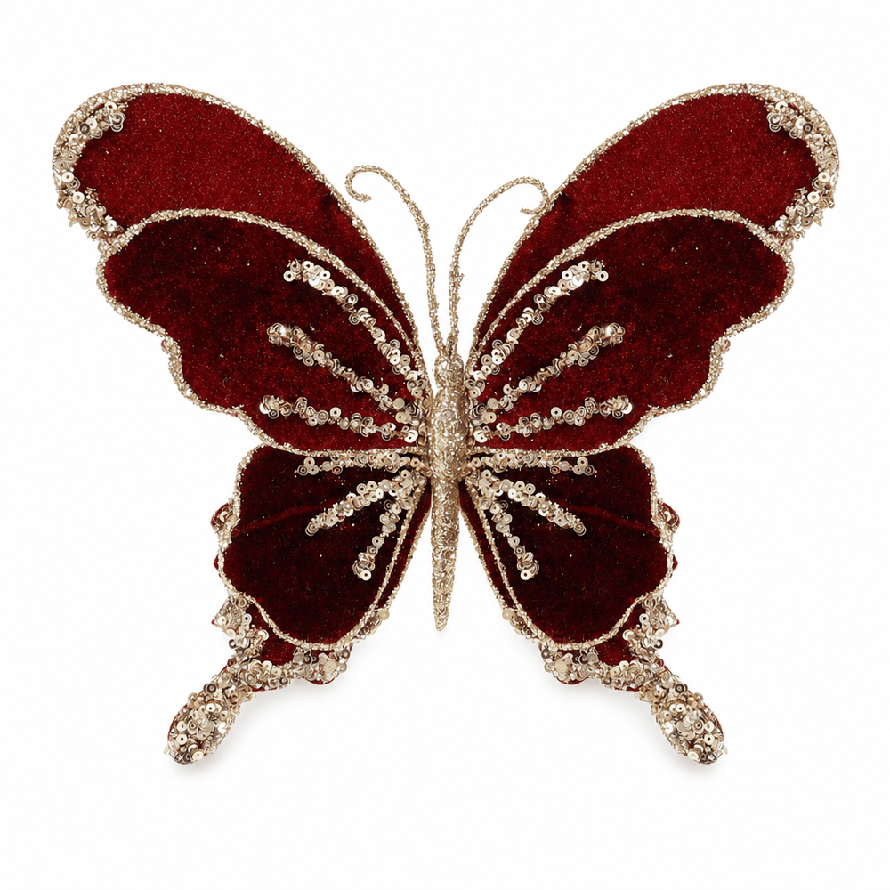 Burgundy Velvet Butterfly Clip (26cm)