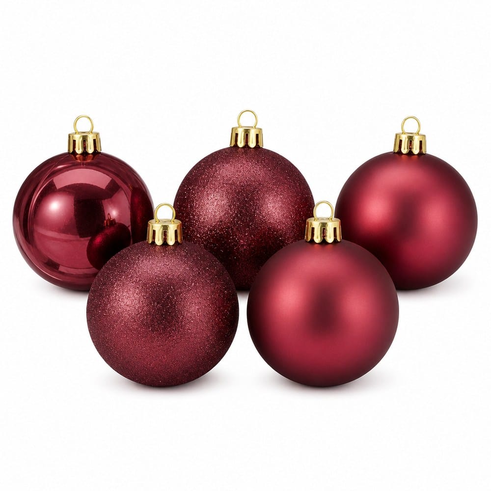 Burgundy Bauble Pack 5pk (8cm)