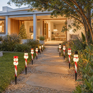 LED Solar Snowman Stake styled in an Australian Christmas setting