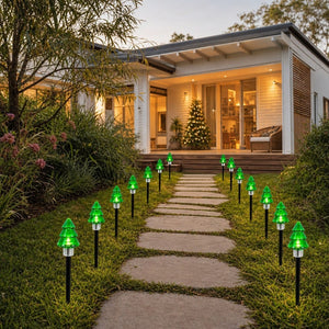 LED Solar Christmas Tree Stake styled in an Australian Christmas setting