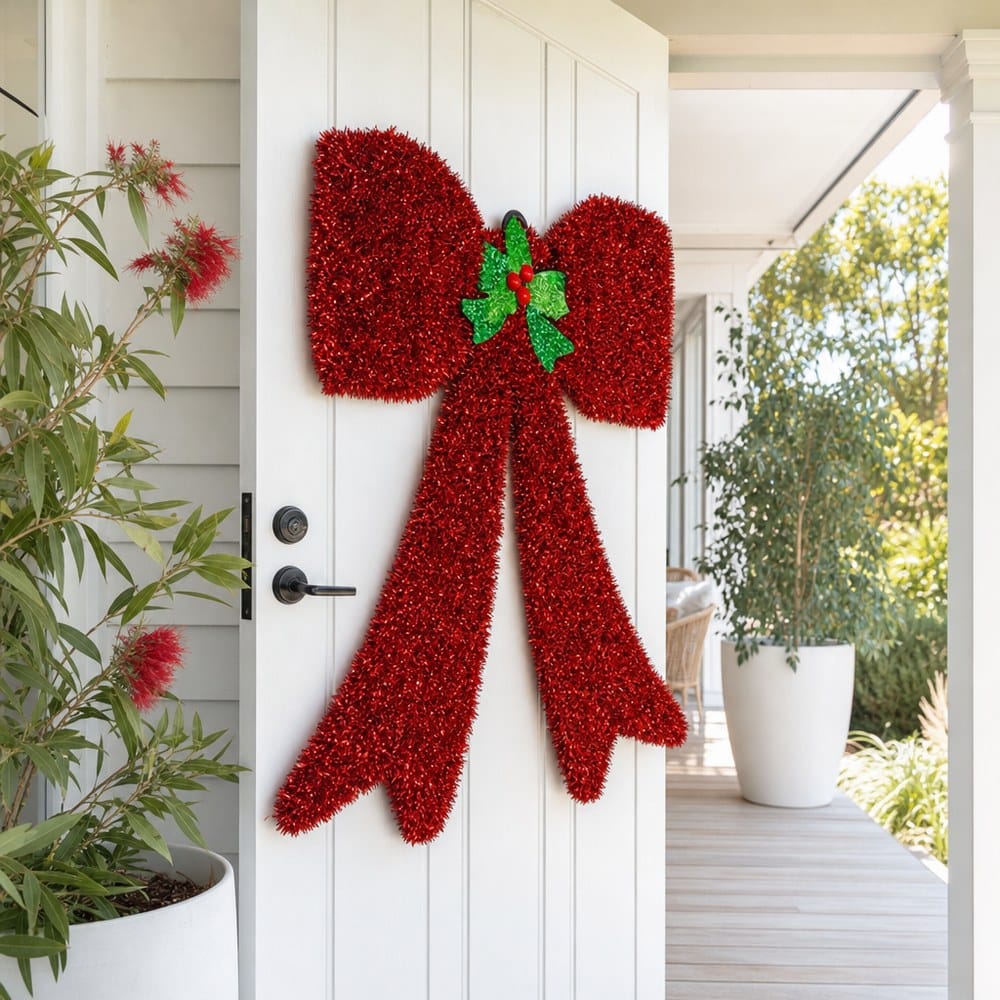 Tinsel Bow Plaque styled in an Australian Christmas setting