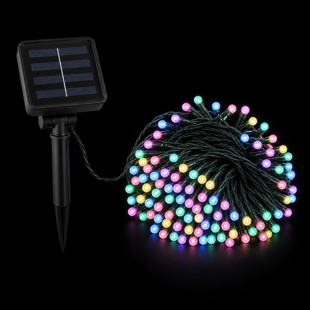 LED 100 Solar 2F Fairy Lights Macaroon (7.5m) lit up in the dark